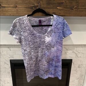 Prana Purple and White Short Sleeve Tee